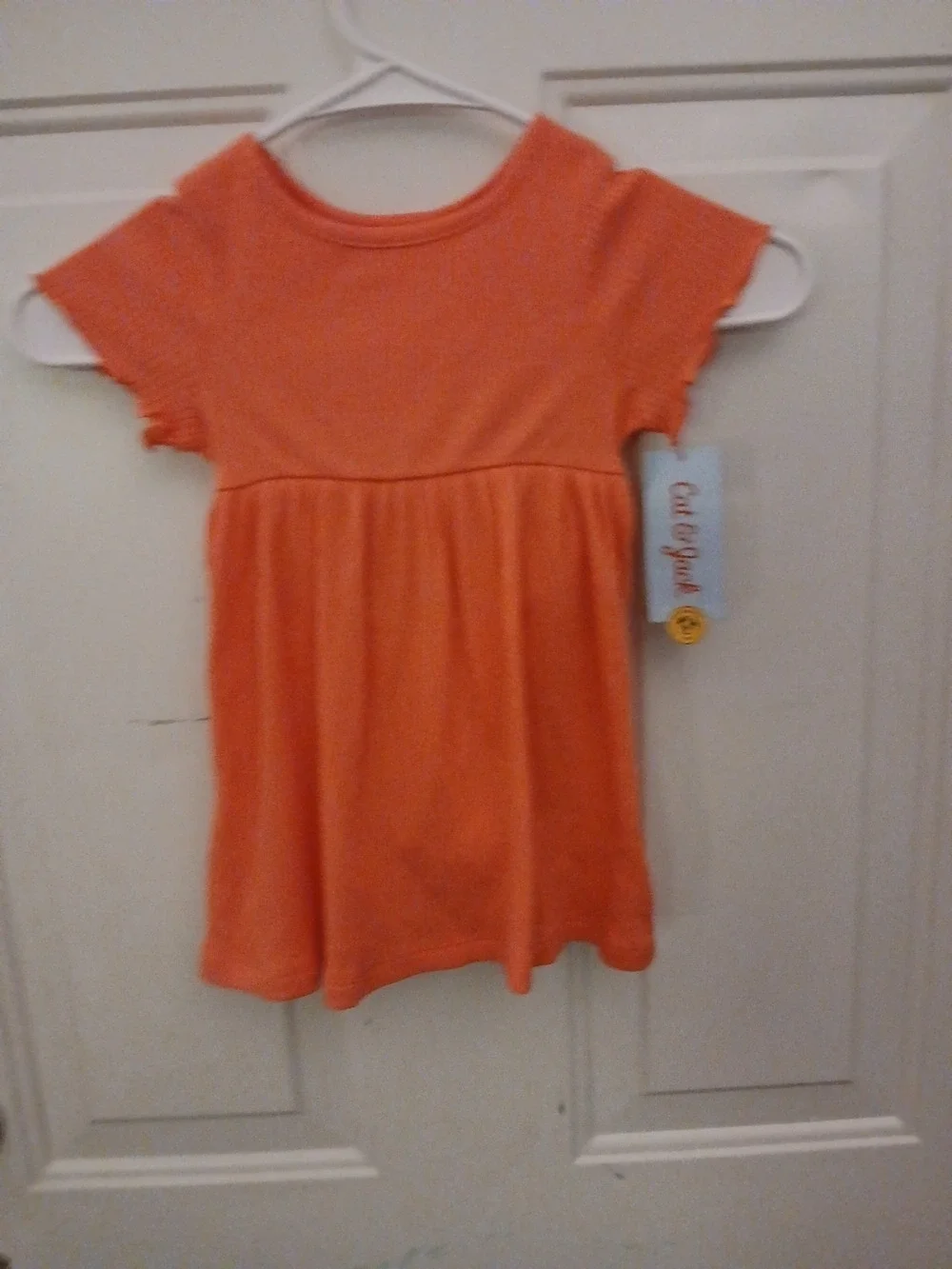 Cat & Jack Orange Ruffle Sleeve Knit Dress Girls 18 Months NWT